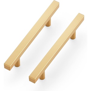 image:imageRavinte Champagne Gold Handles Square Cabinet Hardware 312 Inch 20 Pack4 Hole Center