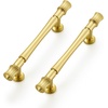 image:imageRavinte 5 Pack 334 Inch Solid Matte Black Zinc Kitchen Cabinet HandlesBrushed Gold