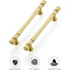 image:imageRavinte 5 Pack 334 Inch Solid Matte Black Zinc Kitchen Cabinet HandlesBrushed Gold