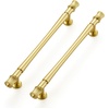 image:imageRavinte 5 Pack 334 Inch Solid Matte Black Zinc Kitchen Cabinet HandlesBrushed Gold