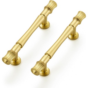 image:imageRavinte 5 Pack 334 Inch Solid Matte Black Zinc Kitchen Cabinet HandlesBrushed Gold